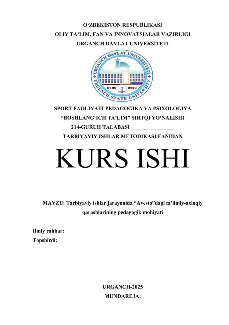 Tarbiyaviy ishlar jarayonida “Avesto”dagi ta’limiy-axloqiy qarashlarining pedagogik mohiyati 1