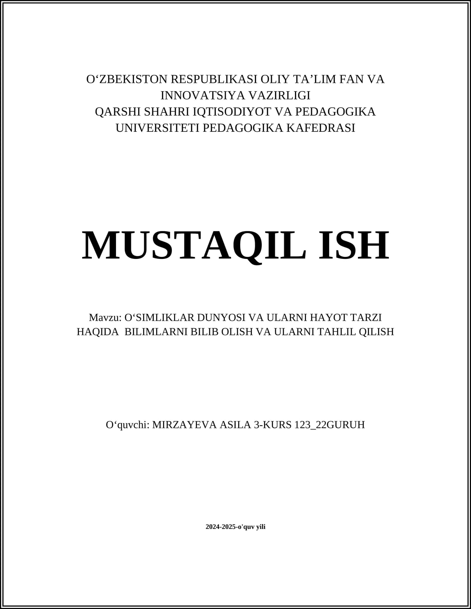 O'simliklar umumiy anatomiyasi 1