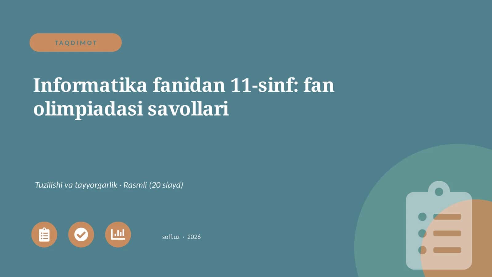 11-sinf, Informatika fanidan fan olimpiadasi savollari 1