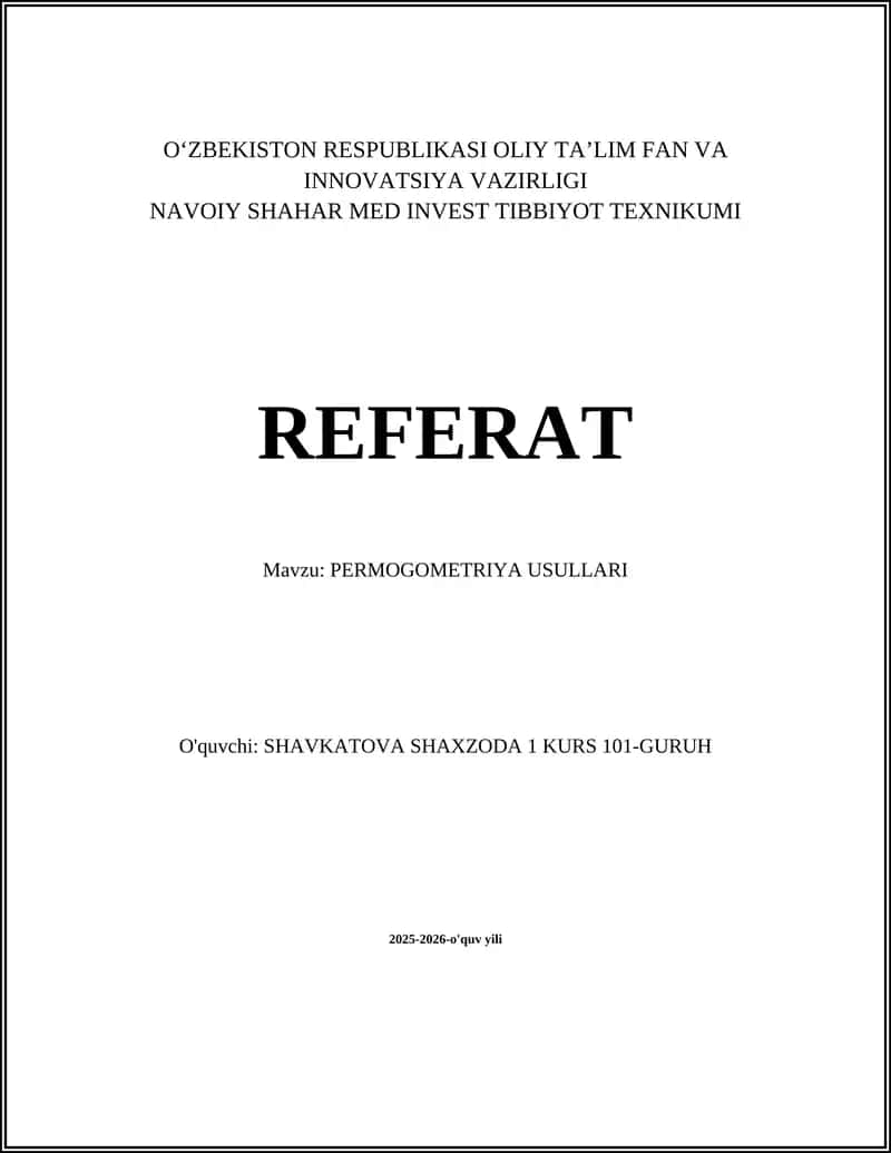 PERMOGOMETRIYA USULLARI 1