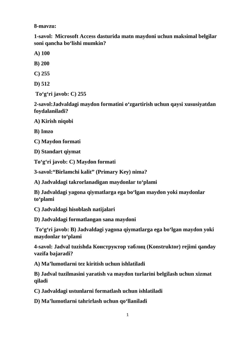 Microsoft Access 1