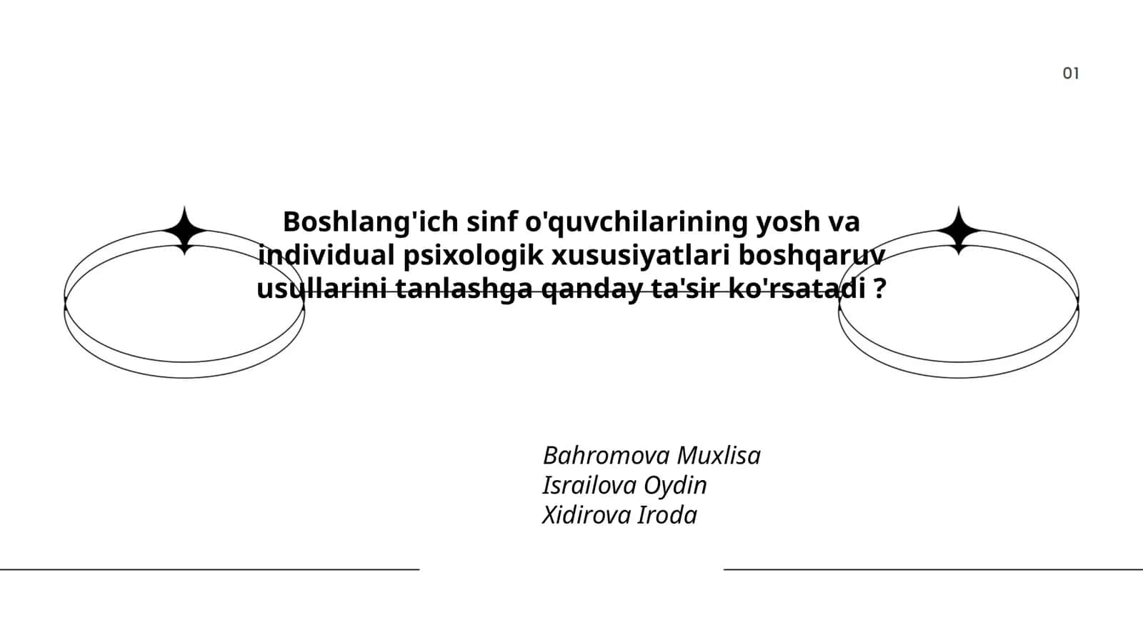 Boshlang'ich sinf o'quvchilarining yosh va individual psixologik xususiyatlari boshqaruv usullarini tanlashga qanday ta'sir ko'rsatadi? 1