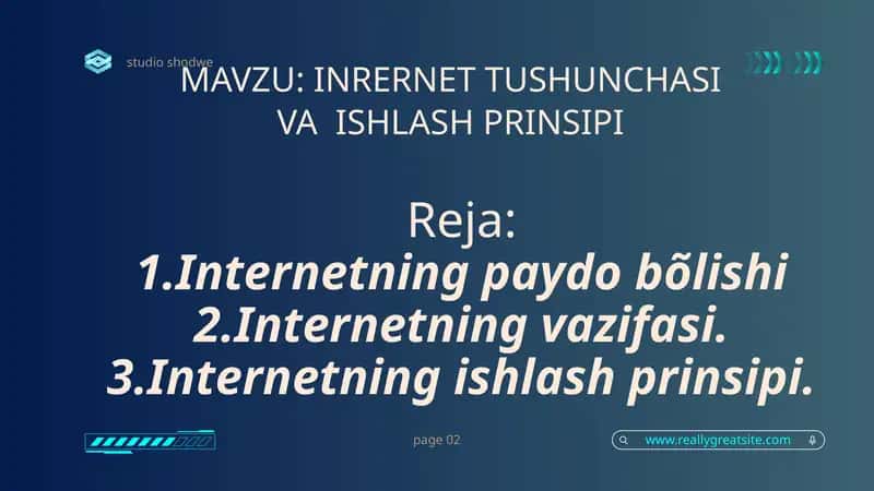INTERNET TUSHUNCHASI VA ISHLASH PRINSIPI 1