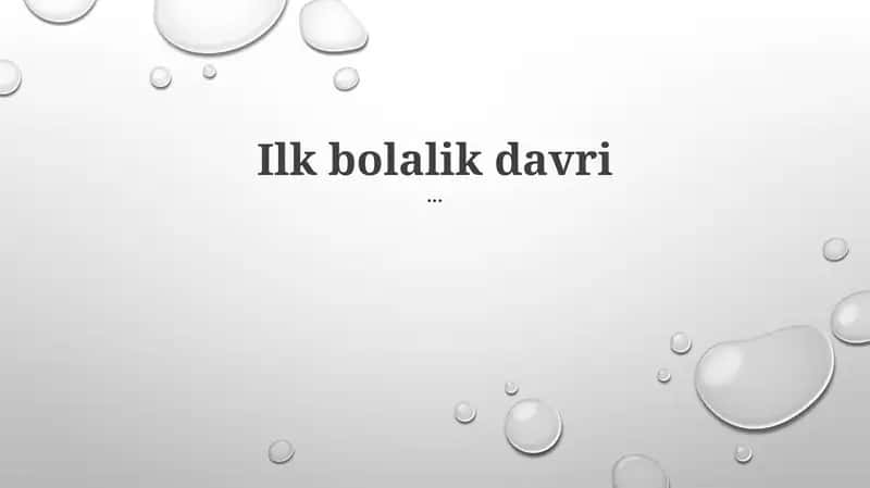 Erta Bolalik Rivojlanishi: Asosiy Yillar 1