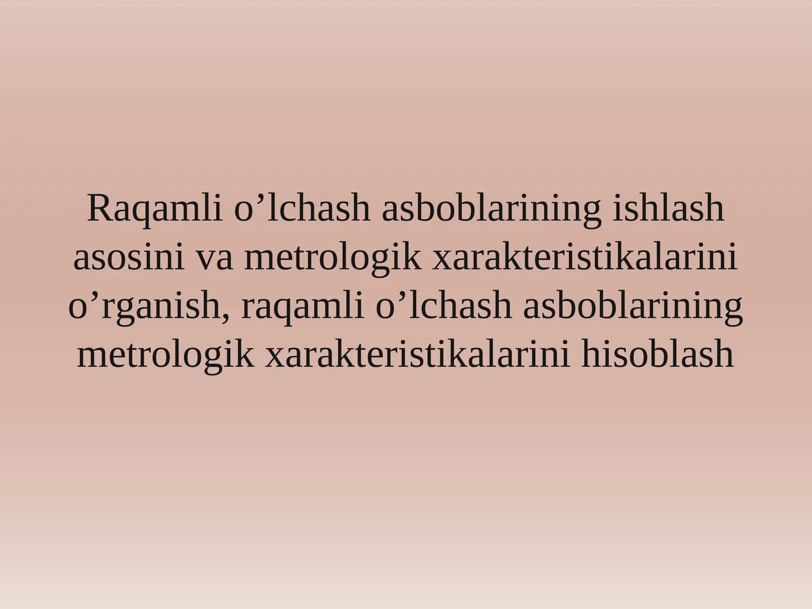 Raqamli o‘lchash asboblari 1
