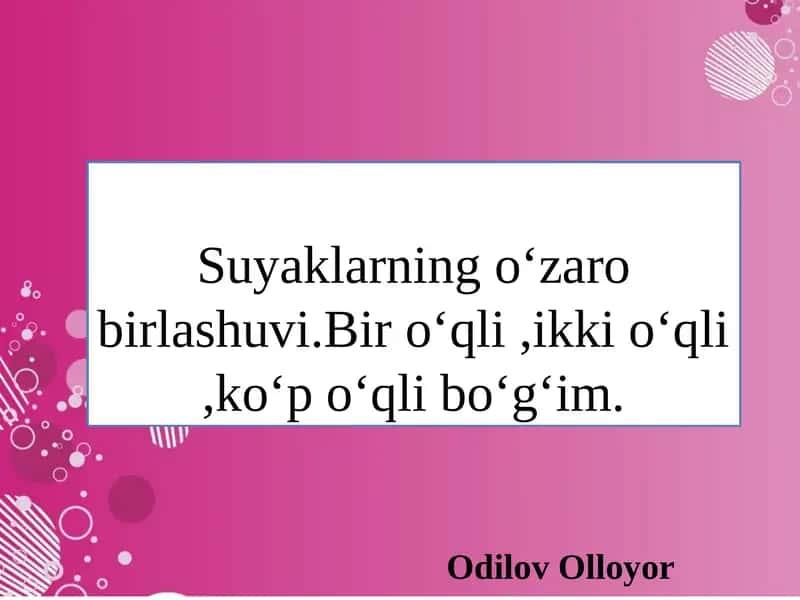 SUYIK BO‘G‘IMLARI TURLARI 1