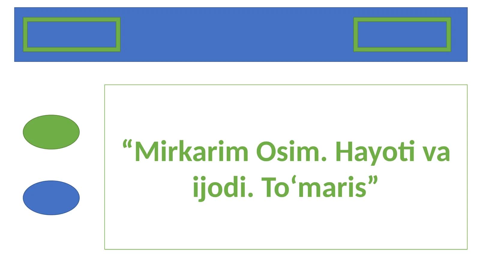 Mirkarim Osim. Hayoti va ijodi. To‘maris 1