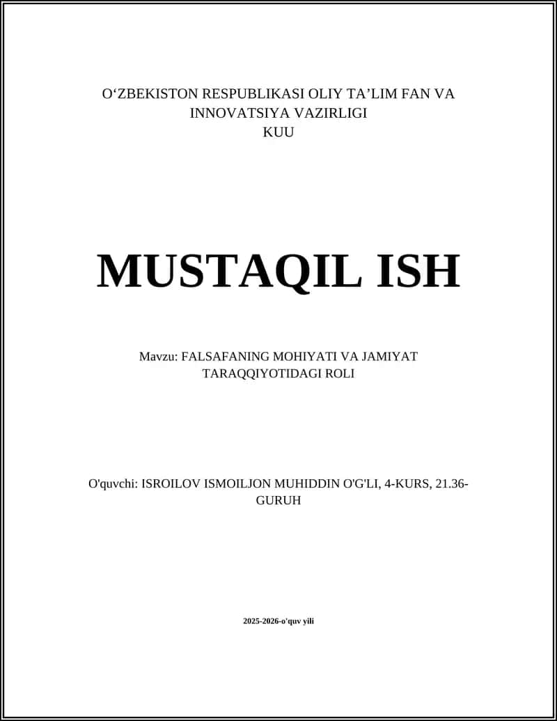 FALSAFANING MOHIYATI VA JAMIYAT TARAQQIYOTIDAGI ROLI 1