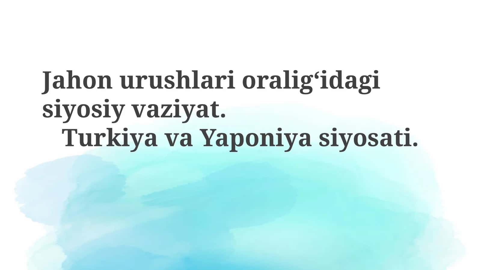 Jahon urushlari oralig'idagi siyosiy vaziyat: Umumiy ko'rinish 1