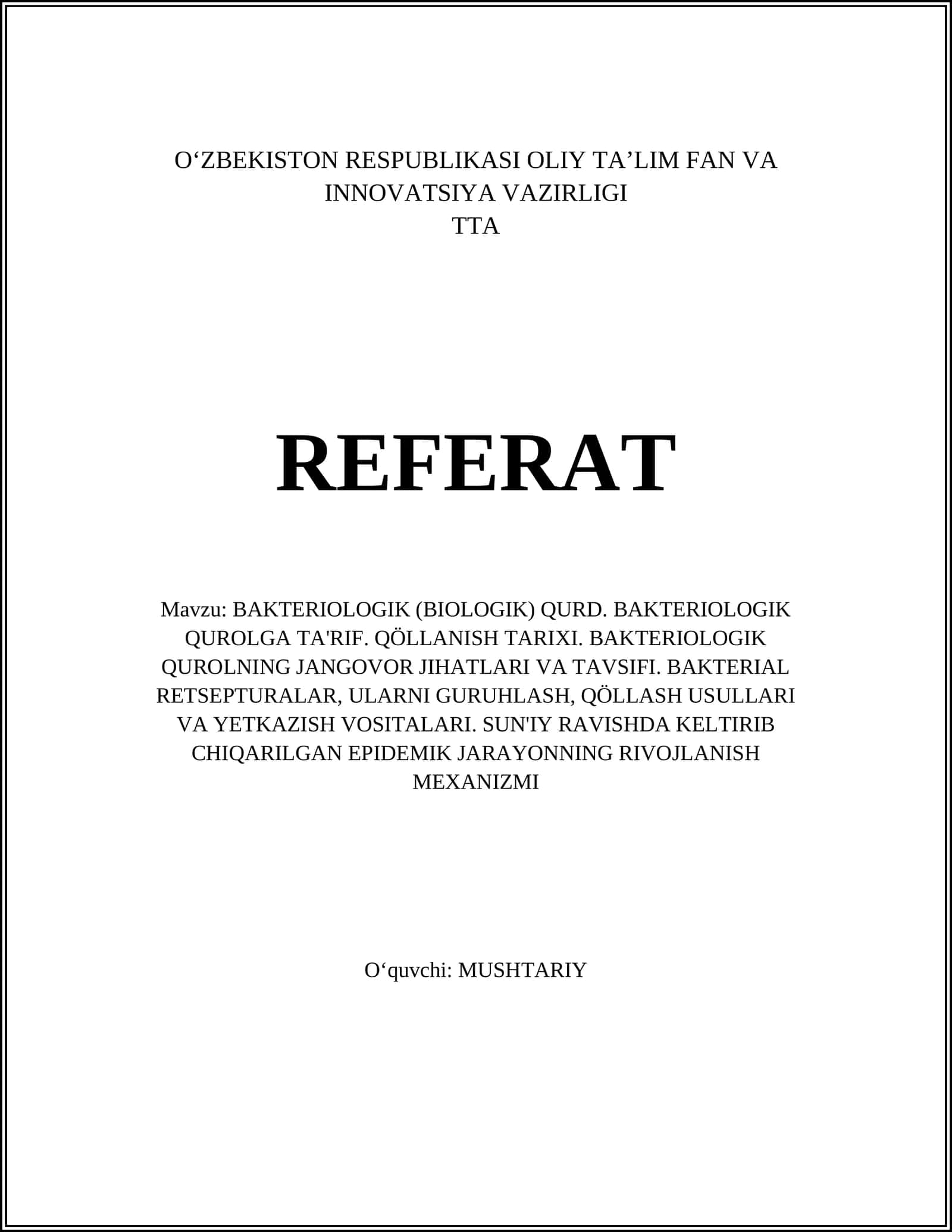 BAKTERIOLOGIK (BIOLOGIK) QURD 1