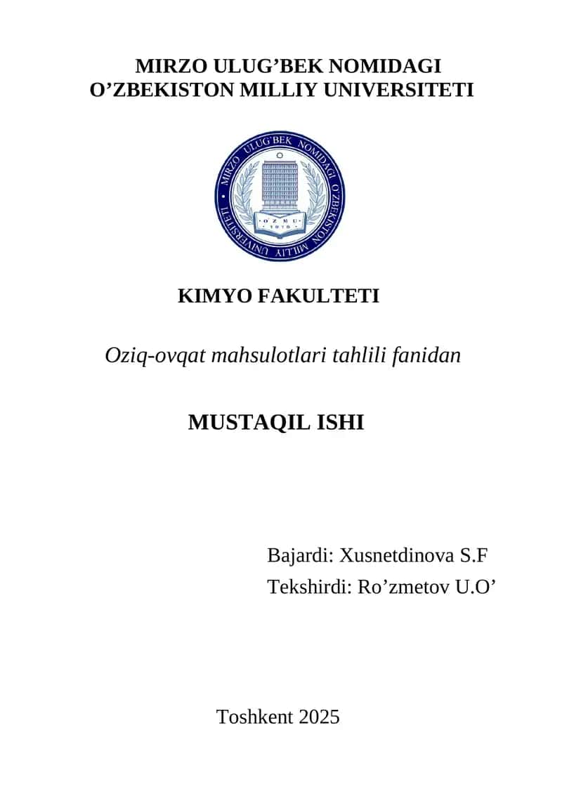 ICHIMLIKLAR VA SHARBATLARDA ASKORBIN                            KISLOTASINI ANIQLASH 1