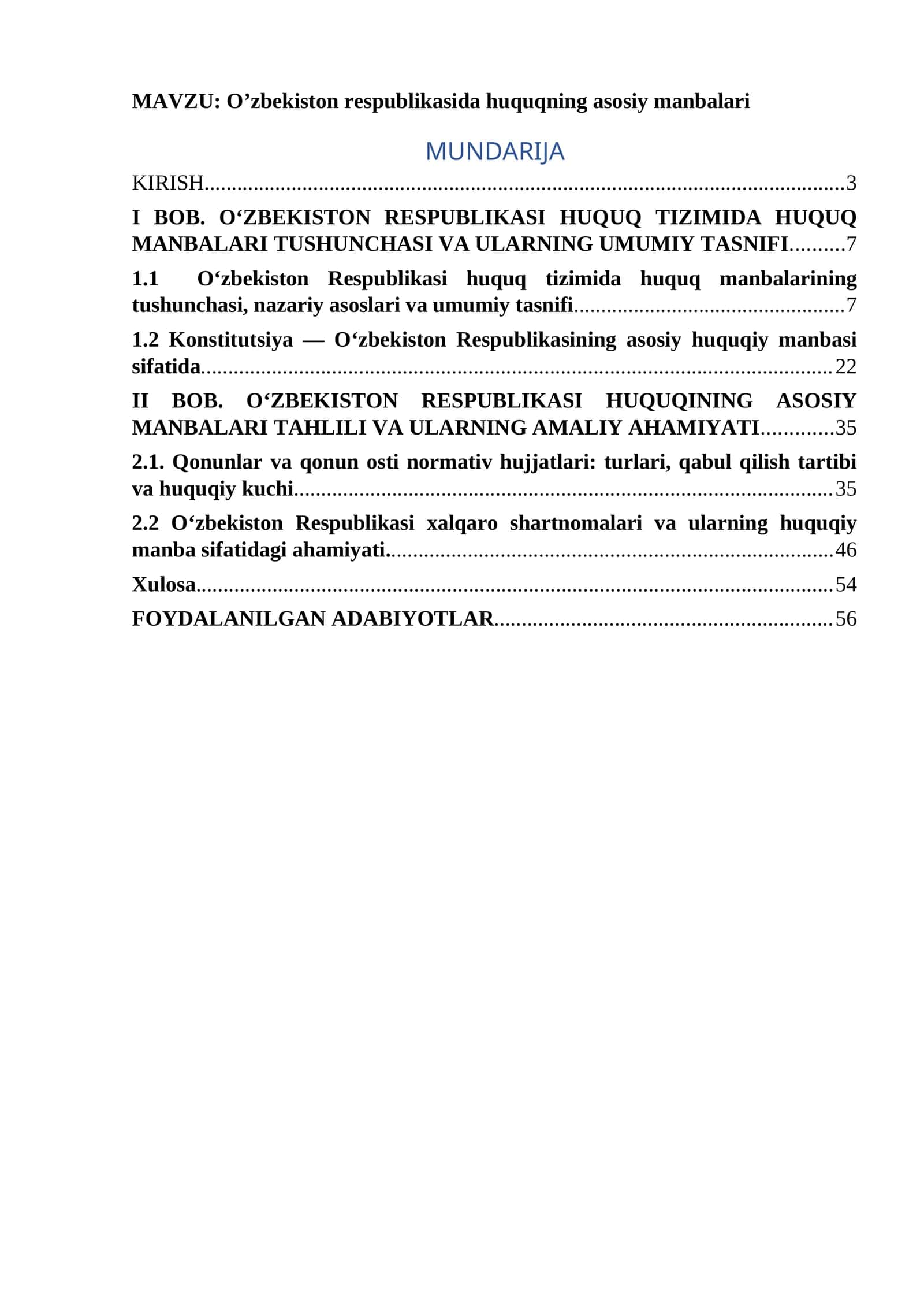 O’zbekiston respublikasida huquqning asosiy manbalari 1