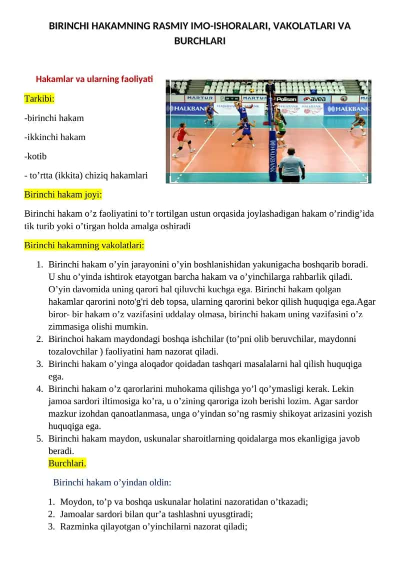BIRINCHI HAKAMNING RASMIY IMO-ISHORALARI, VAKOLATLARI VA BURCHLARI 1