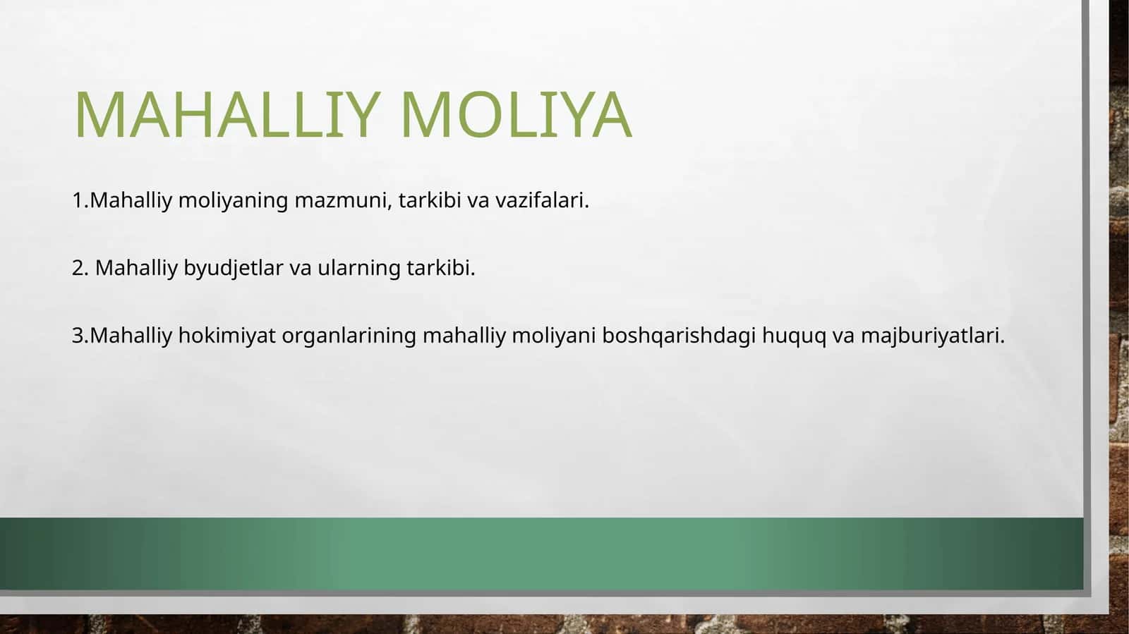 Mahalliy Moliya 1