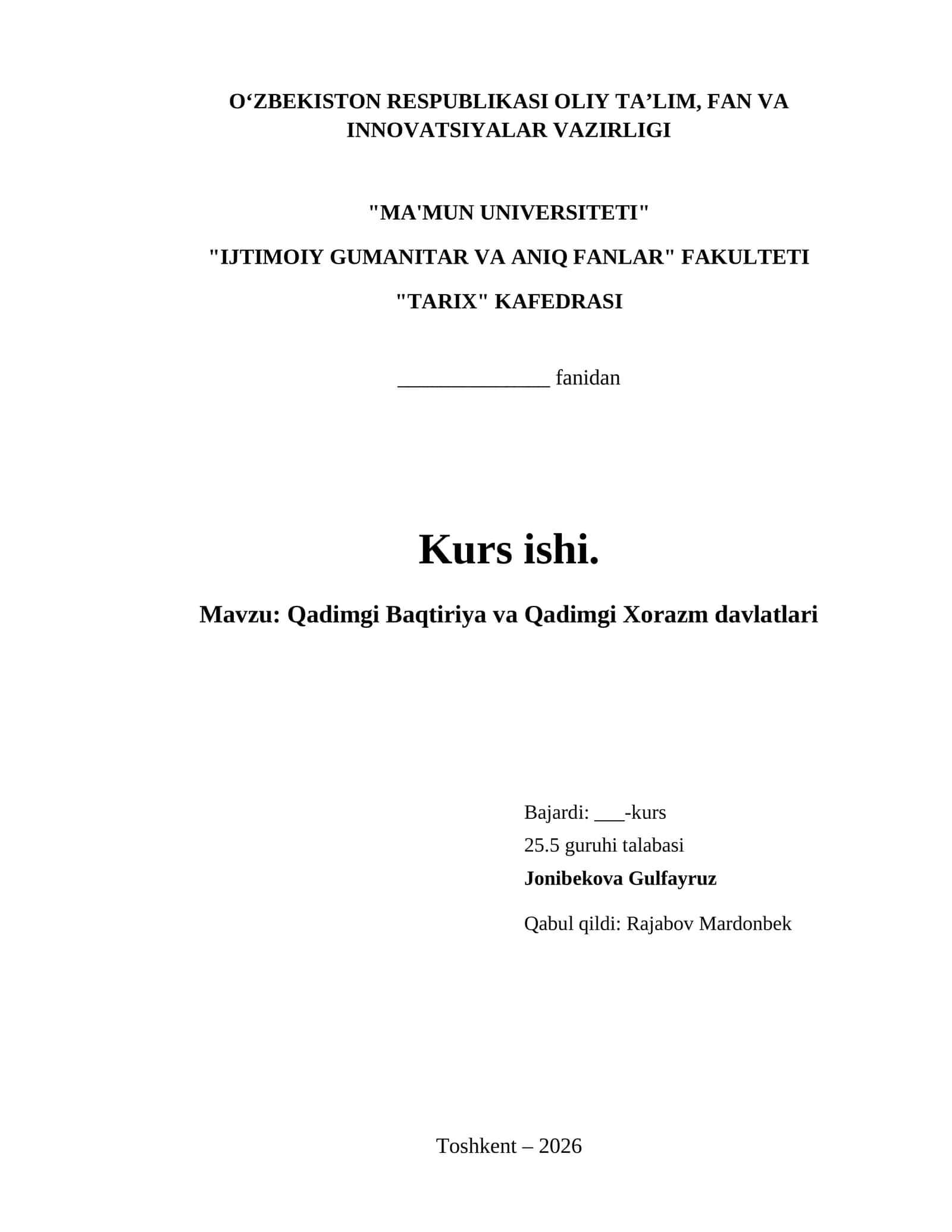 Qadimgi Baqtiriya va Qadimgi Xorazm davlatlari 1