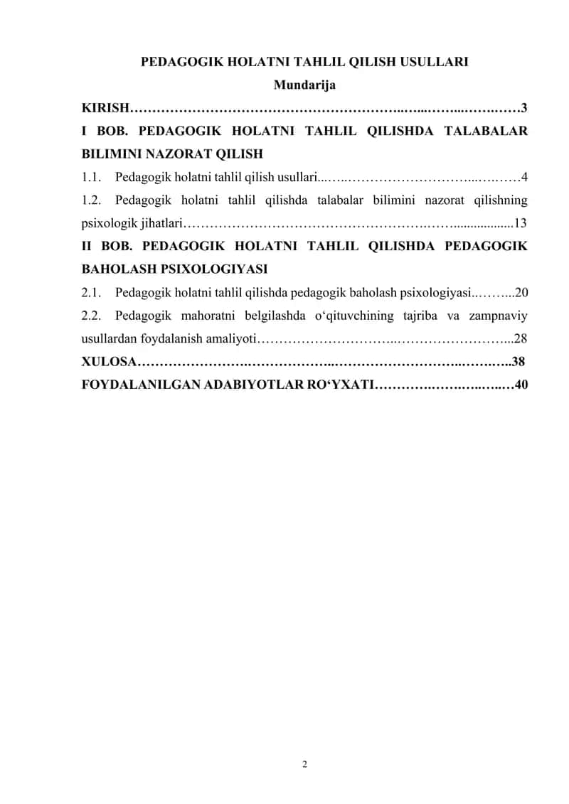 PEDAGOGIK HOLATNI TAHLIL QILISH USULLARI 1