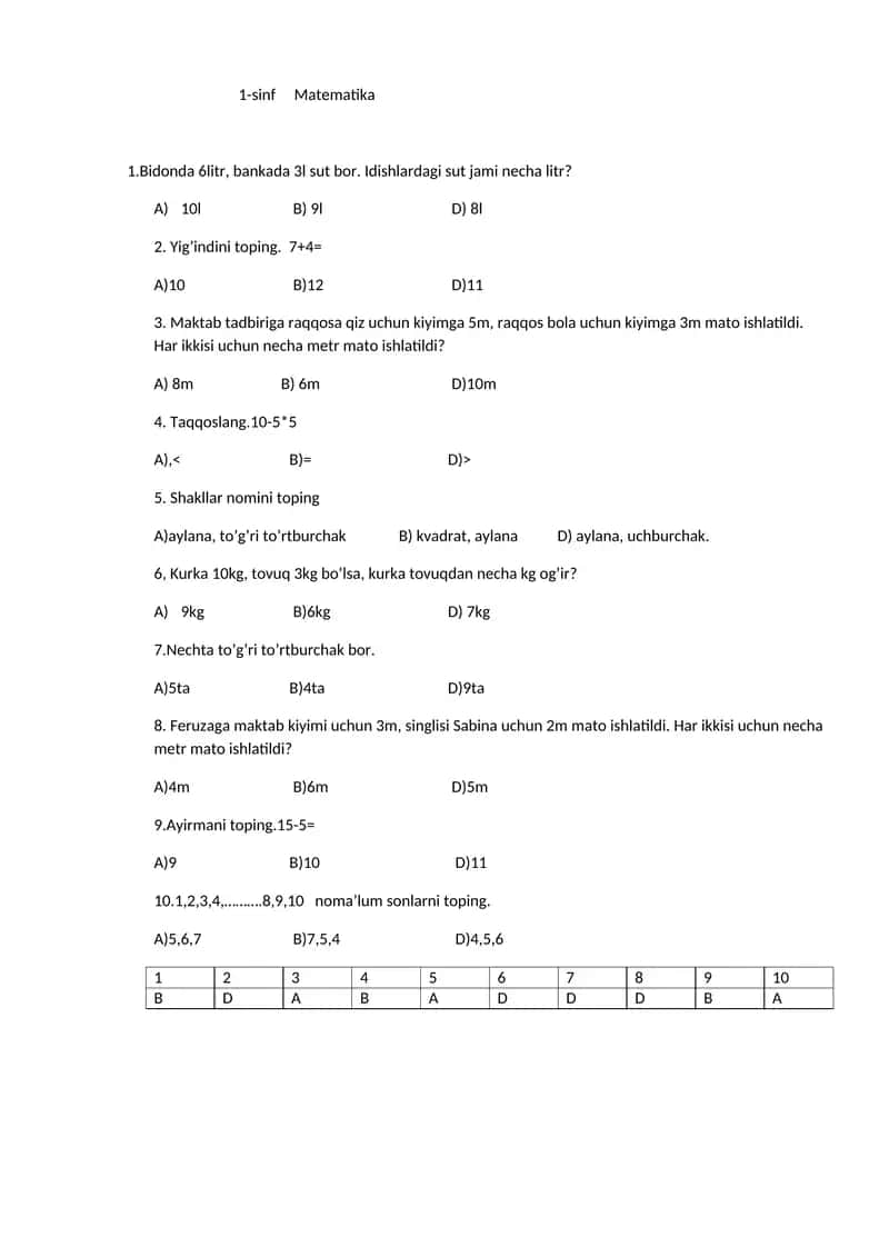 1-sinf Matematika 1