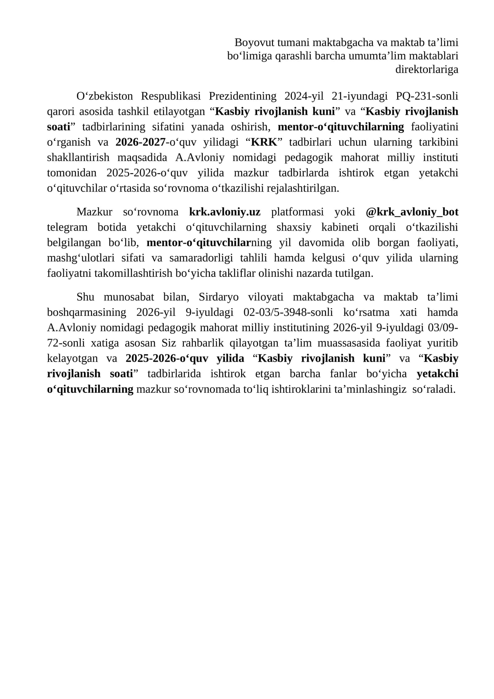 "Kasbiy rivojlanish kuni" va "Kasbiy rivojlanish soati" tadbirlari 1