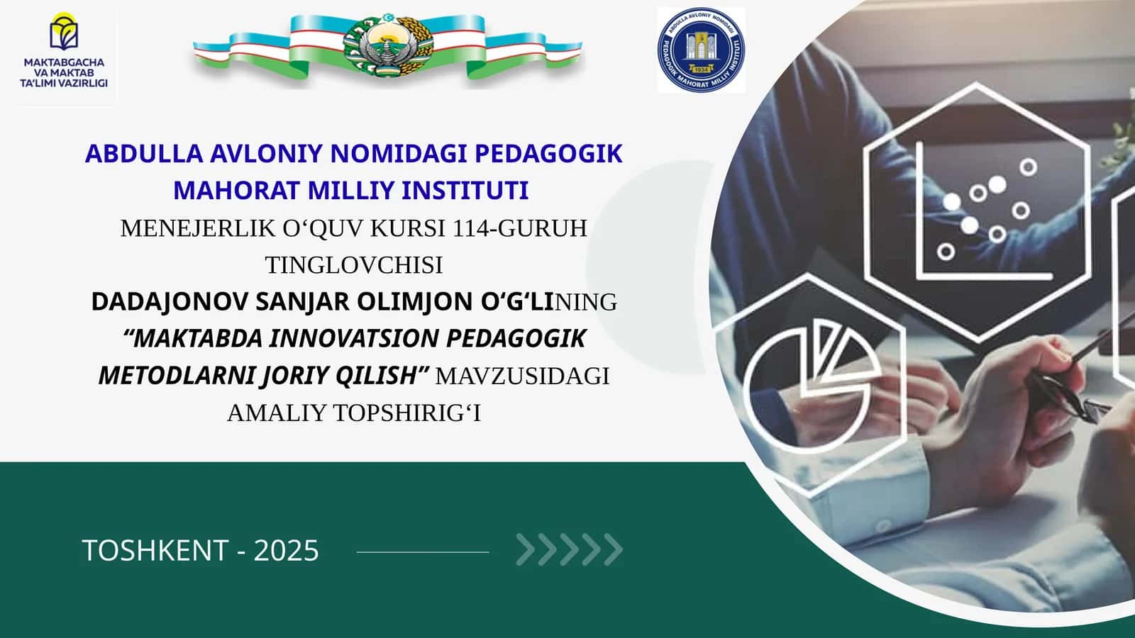 MAKTABDA INNOVATSION PEDAGOGIK METODLARNI JORIY QILISH 1