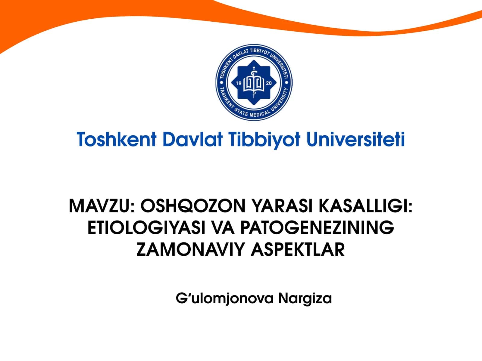 OSHQOZON YARASI KASALLIGI: ETIOLOGIYASI VA PATOGENEZINING ZAMONAVIY ASPEKTLAR 1