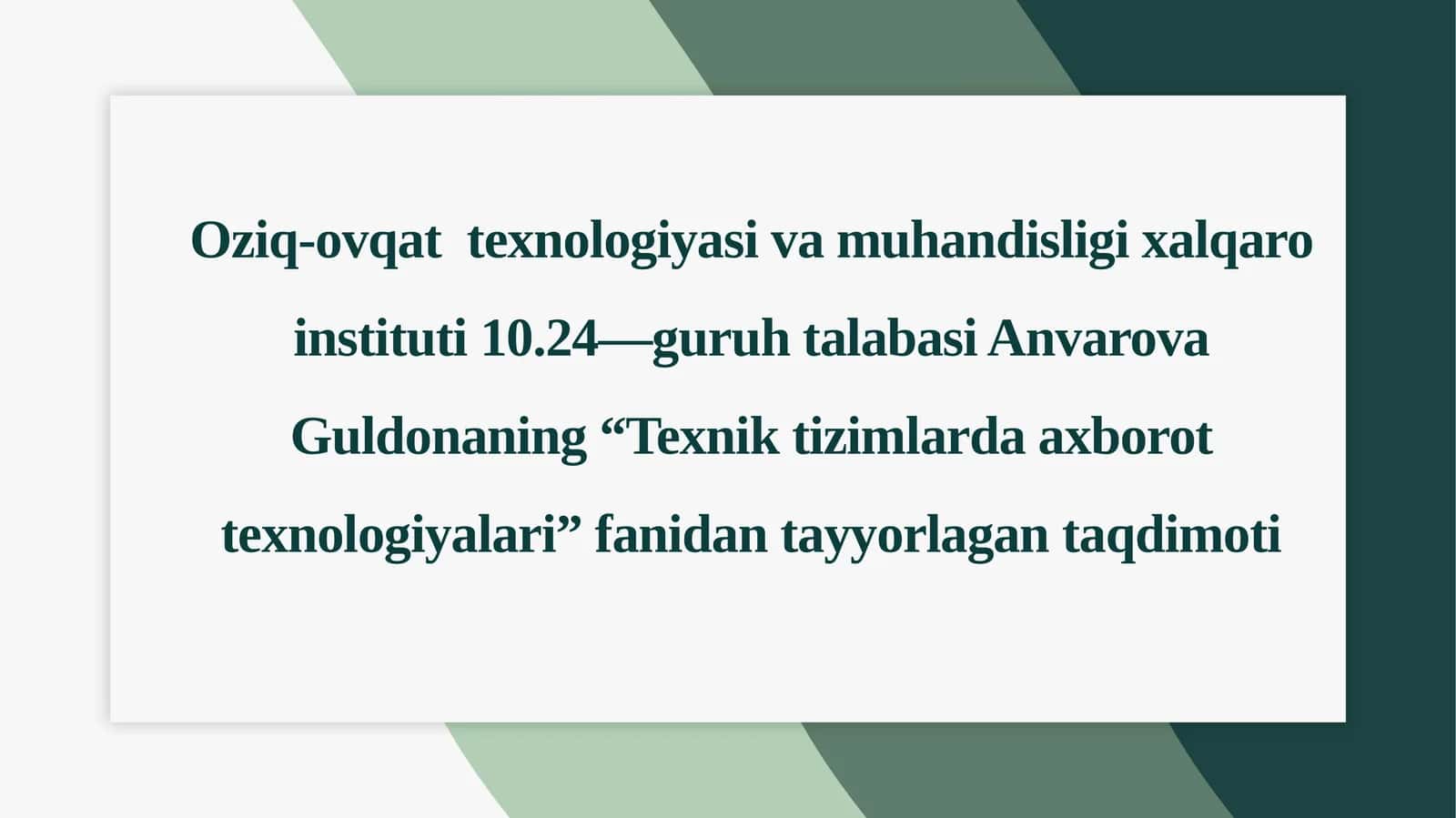 Texnik tizimlarda axborot texnologiyalari 1