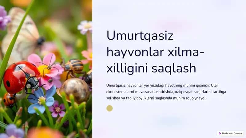Umurtqasiz hayvonlar xilma-xilligini saqlash 1