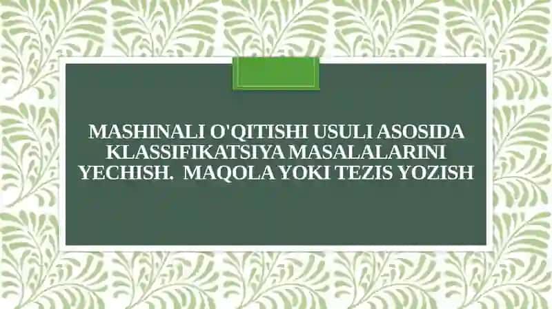 Mashina o'qitish metodologiyasi