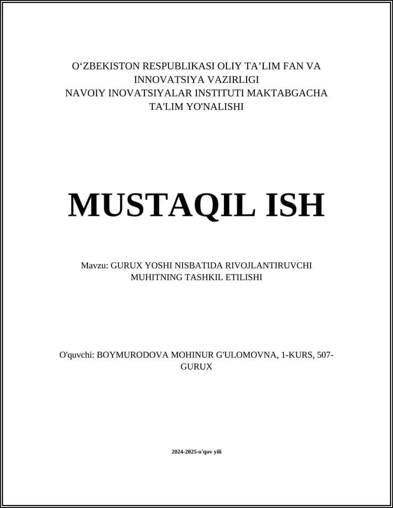 Gurux Yoshi Bolalar uchun Moslashuvchan Muhit 1