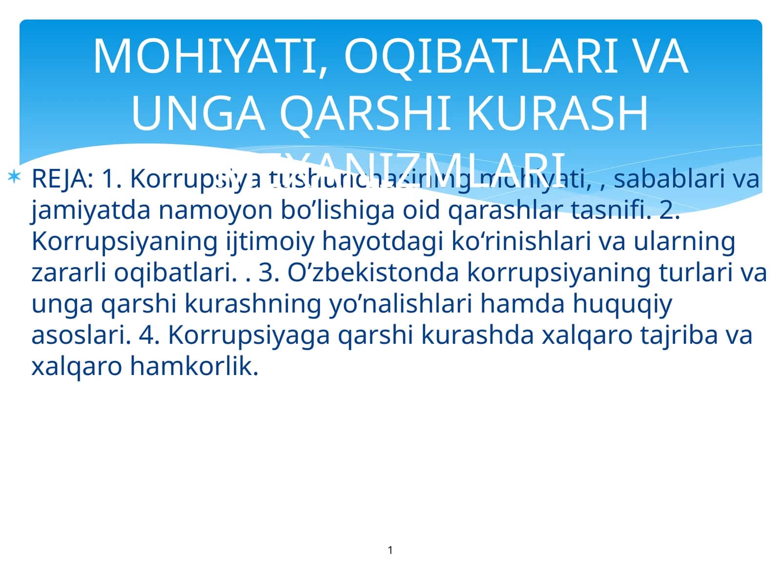Korrupsiyaning Mohiyati, Oqibatlari va Ungan Qarshi Kurash 1