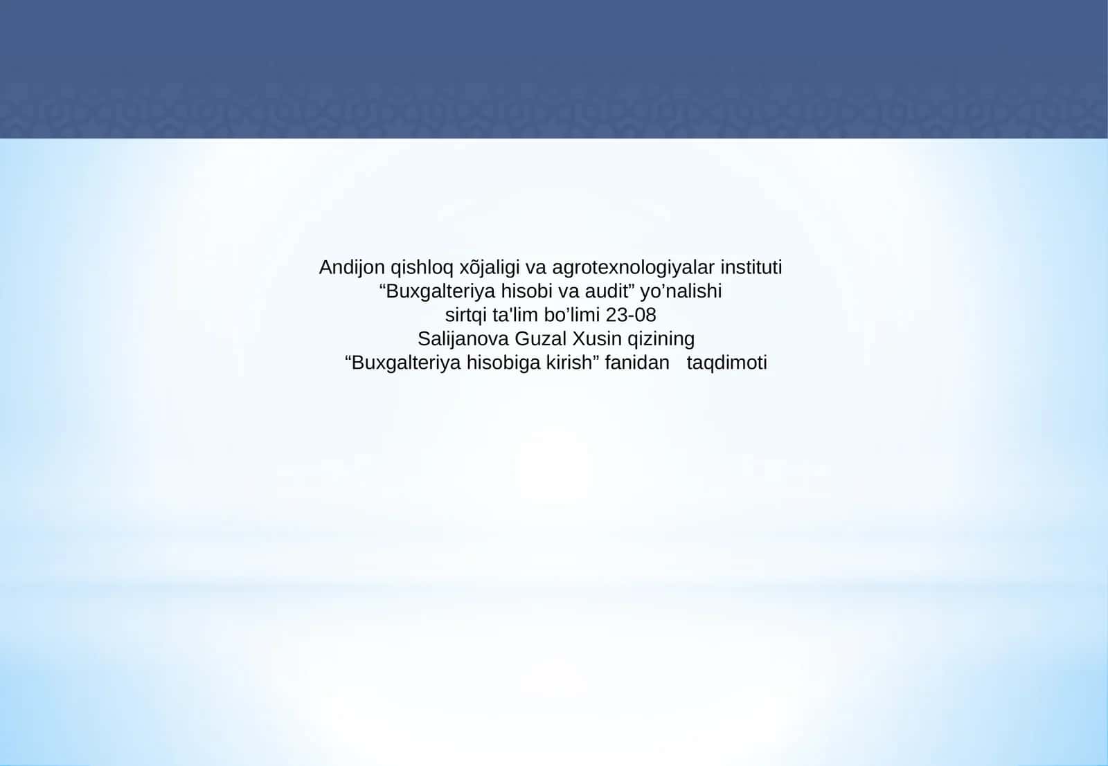 Buxgalteriya hisobiga kirish 1