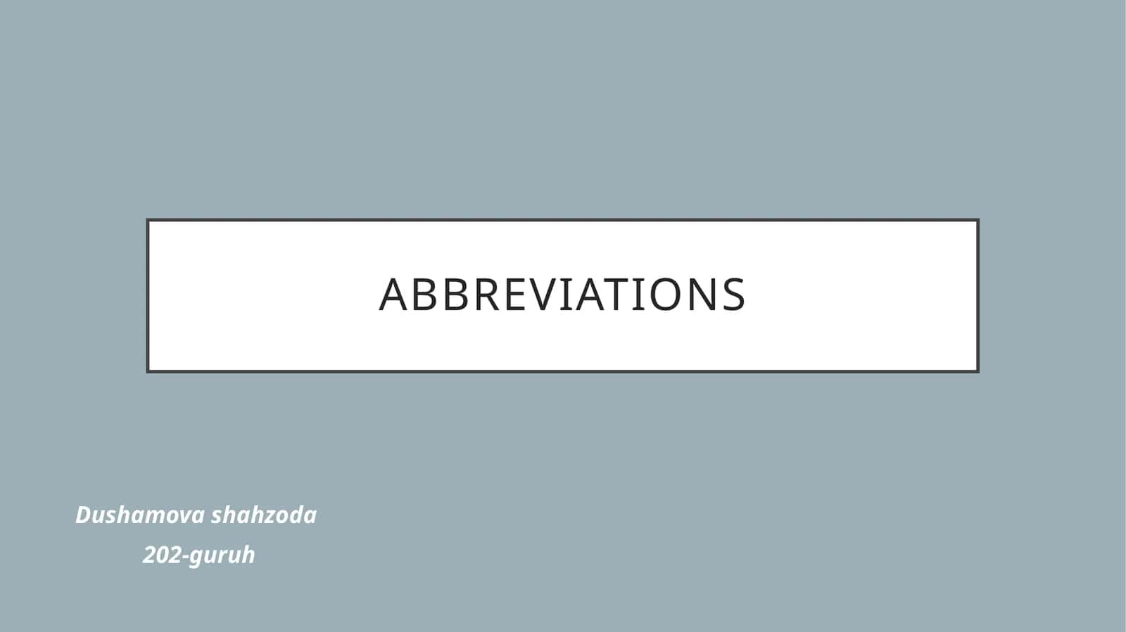 Abbreviations 1