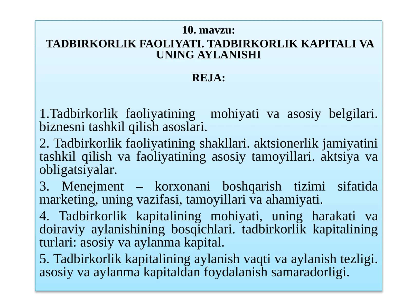 TADBIRKORLIK FAOLIYATI.tadbirkorlikkapitalivauningaylanishi 1