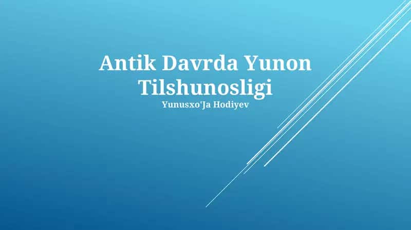 Antik Davrda Yunon Tilshunosligi 1