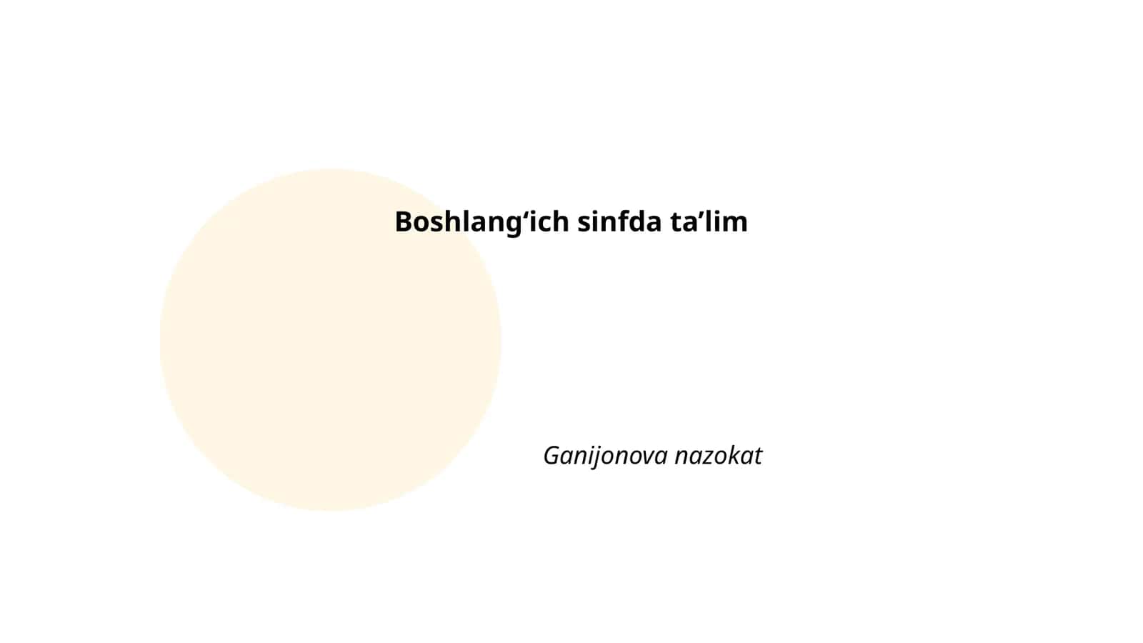 Boshlangʻich sinfda ta’lim 1