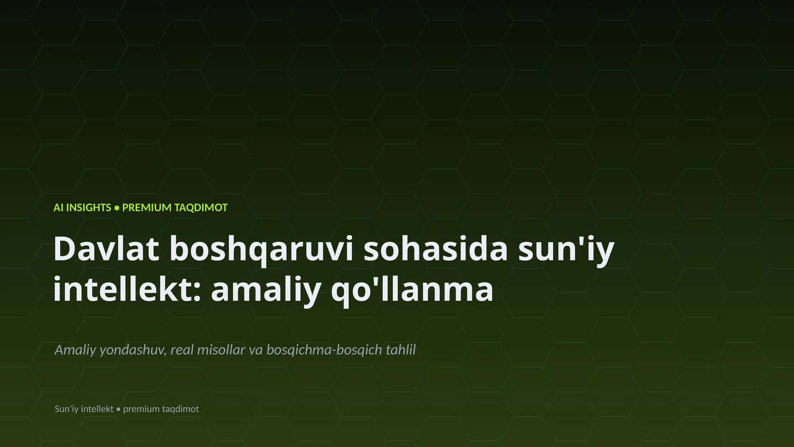 Davlat boshqaruvi sohasida sun'iy intellekt: amaliy qo'llanma 1