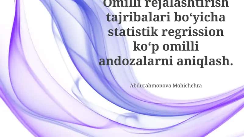 Ko'p Omilli Statistik Rejessiya Modellari 1