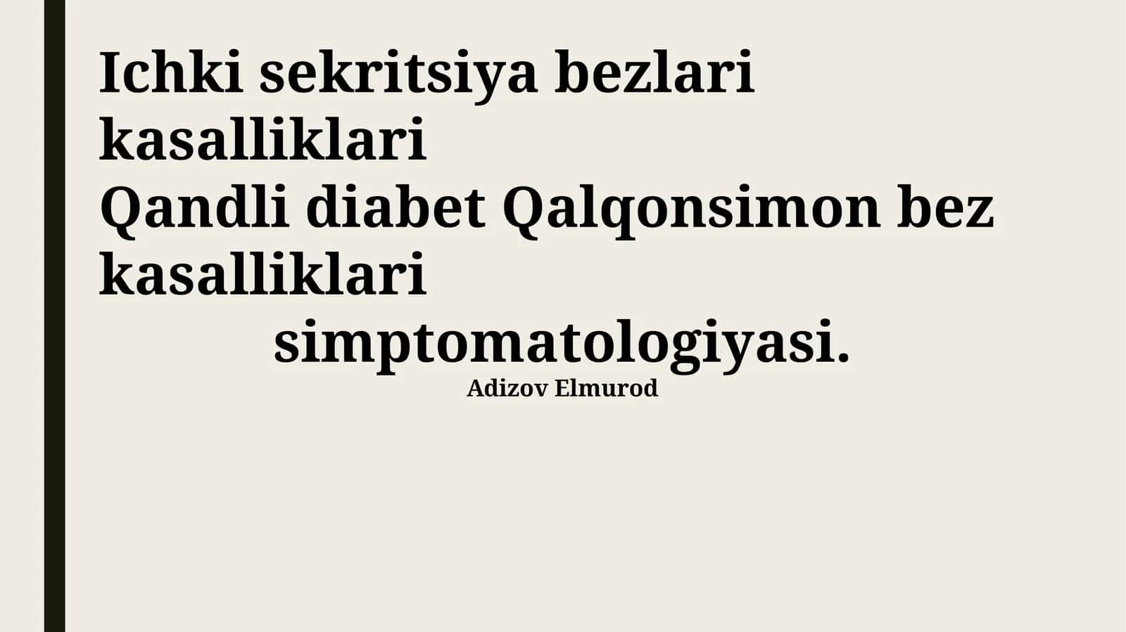 Qandli diabet va qalqonsimon bez kasalliklari: Umumiy ma'lumotlar 1
