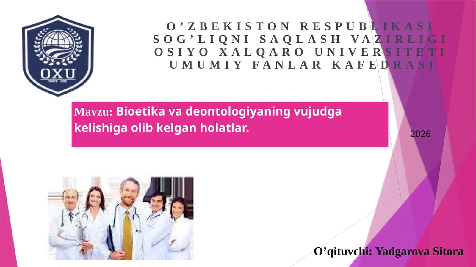 Bioetika va deontologiyaning vujudga kelishiga olib kelgan holatlar 1