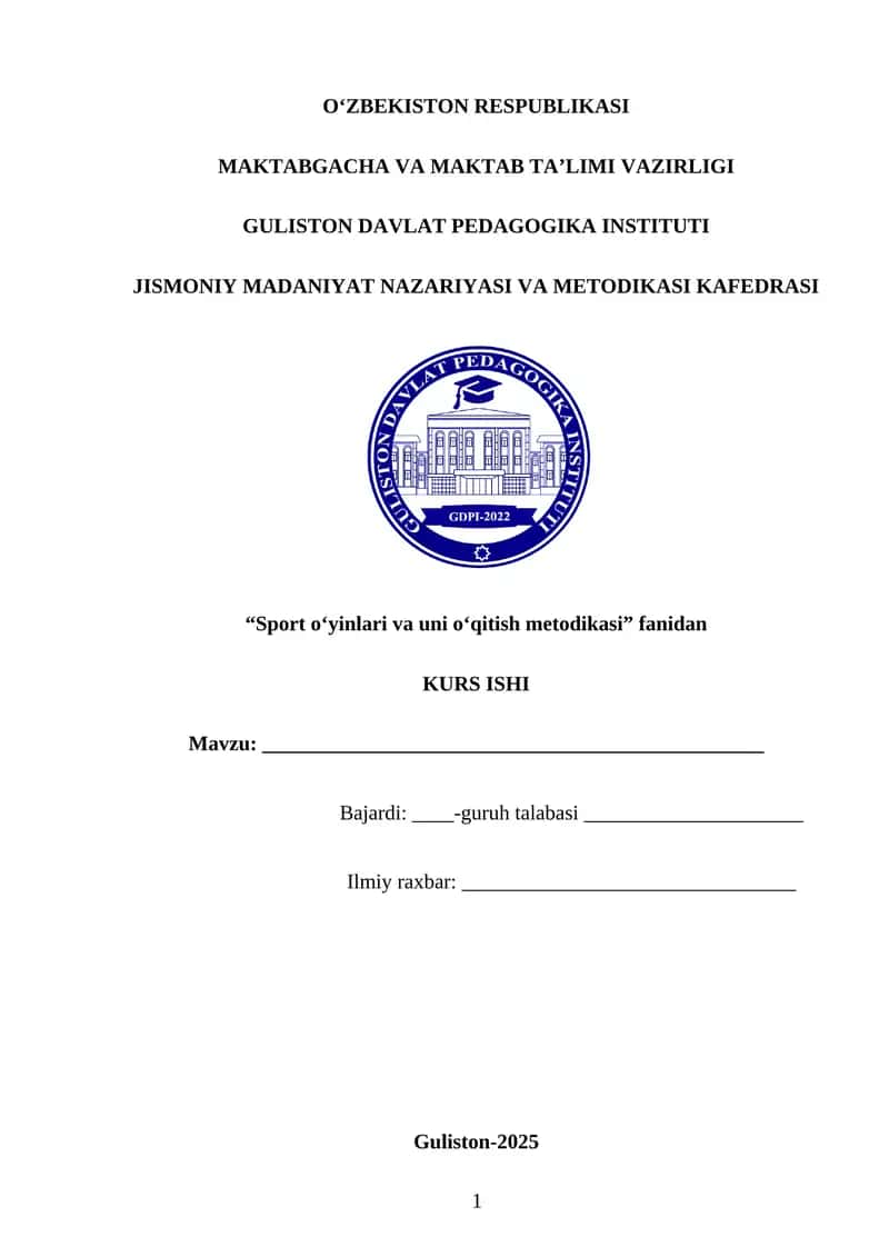 Sport o‘yinlari va uni o‘qitish metodikasi 1