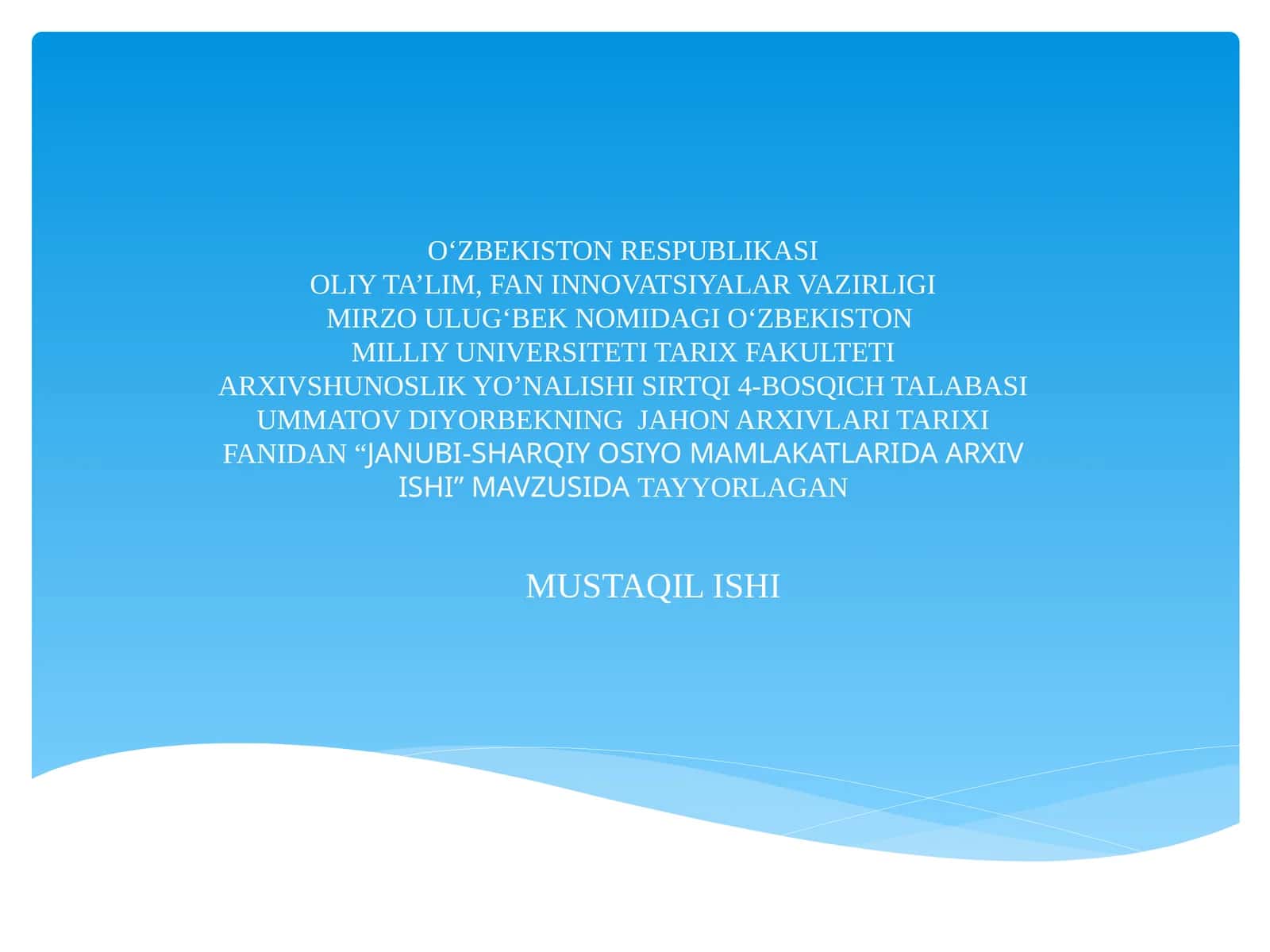 JANUBI-SHARQIY OSIYO MAMLAKATLARIDA ARXIV ISHI 1