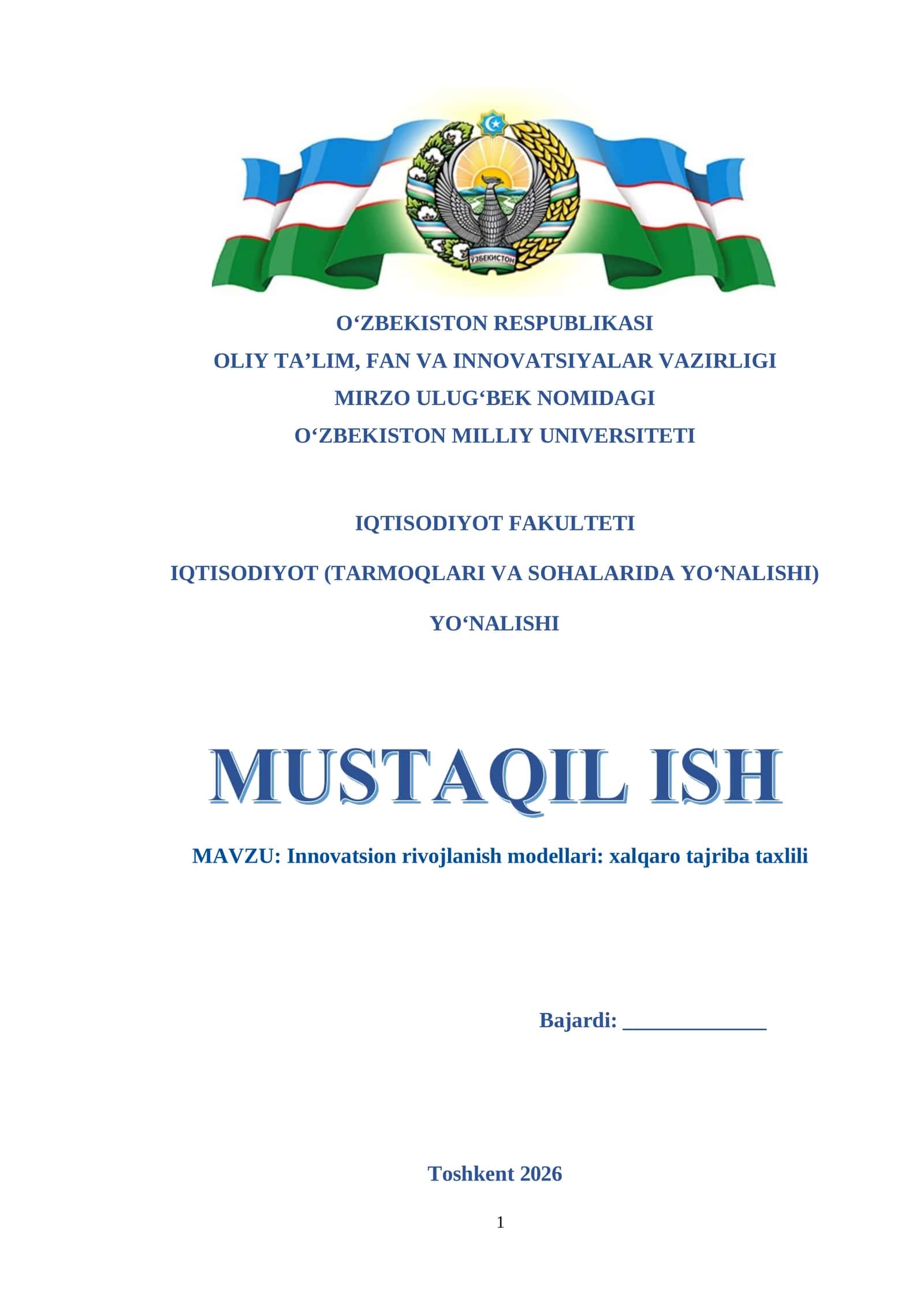 Innovatsion rivojlanish modellari: xalqaro tajriba taxlili 1