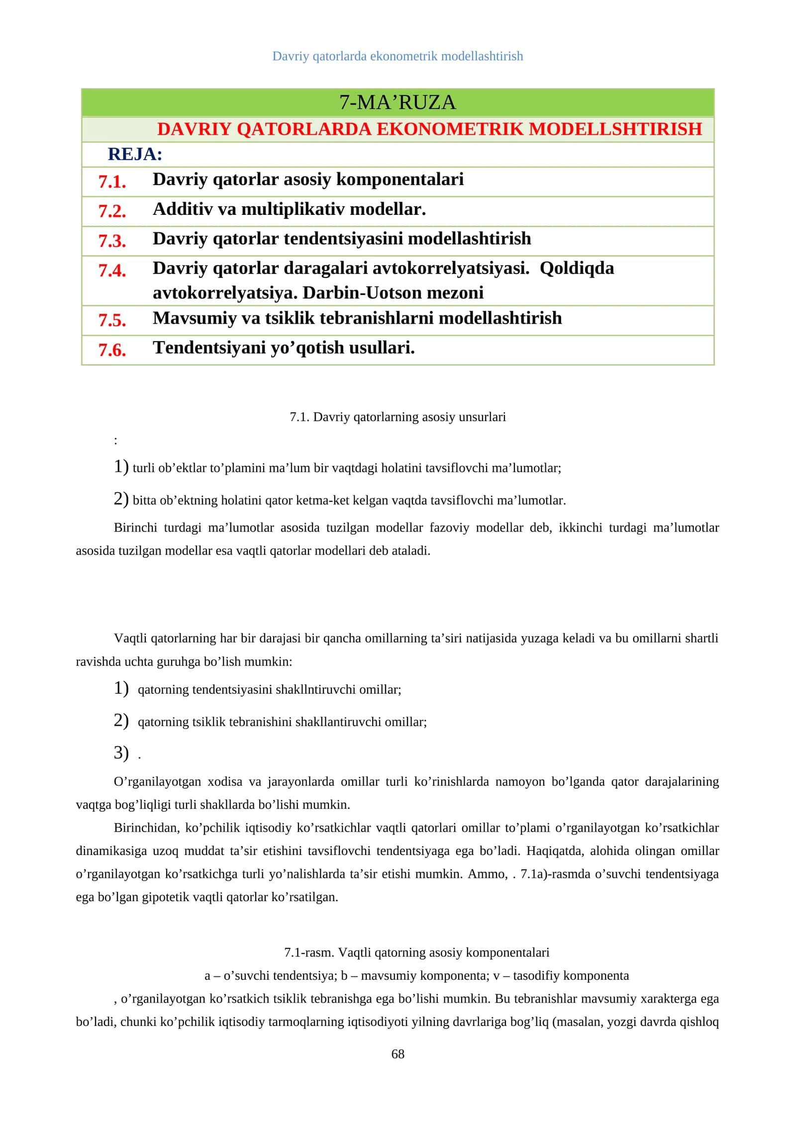 Davriy qatorlarda ekonometrik modellashtirish 1
