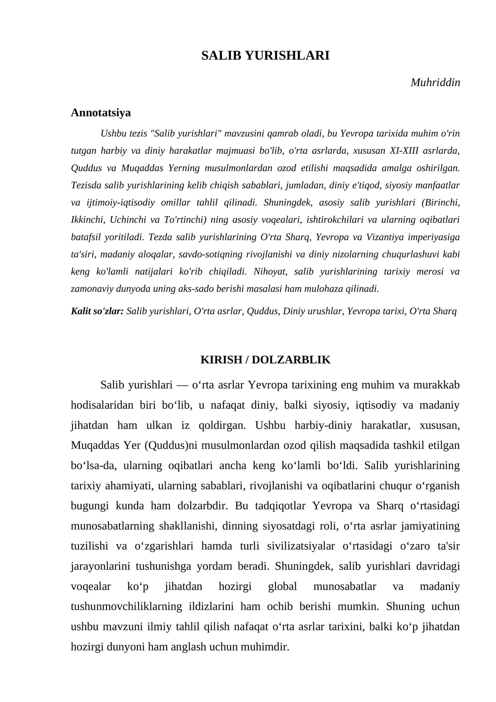 SALIB YURISHLARI 1