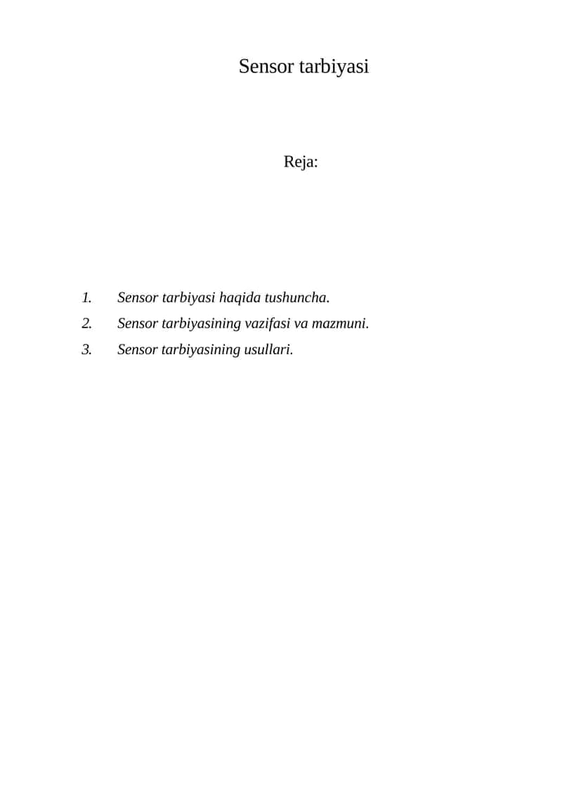 Sensor tarbiyasi 1