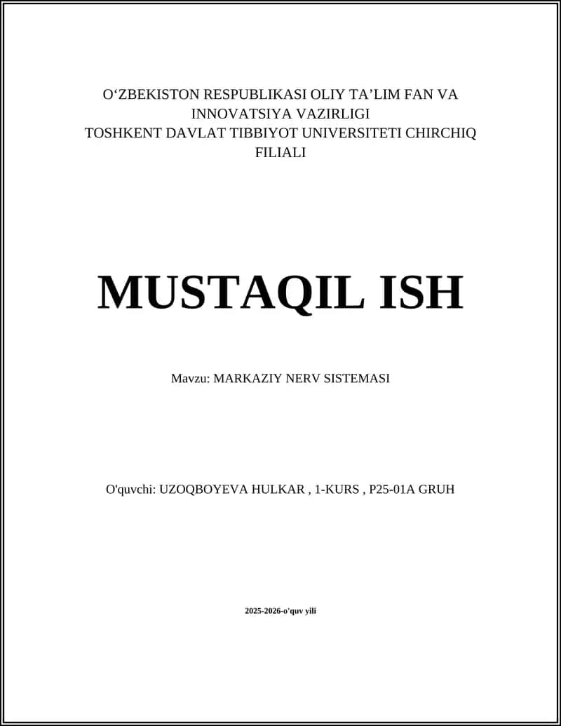 MARKAZIY NERV SISTEMASI 1