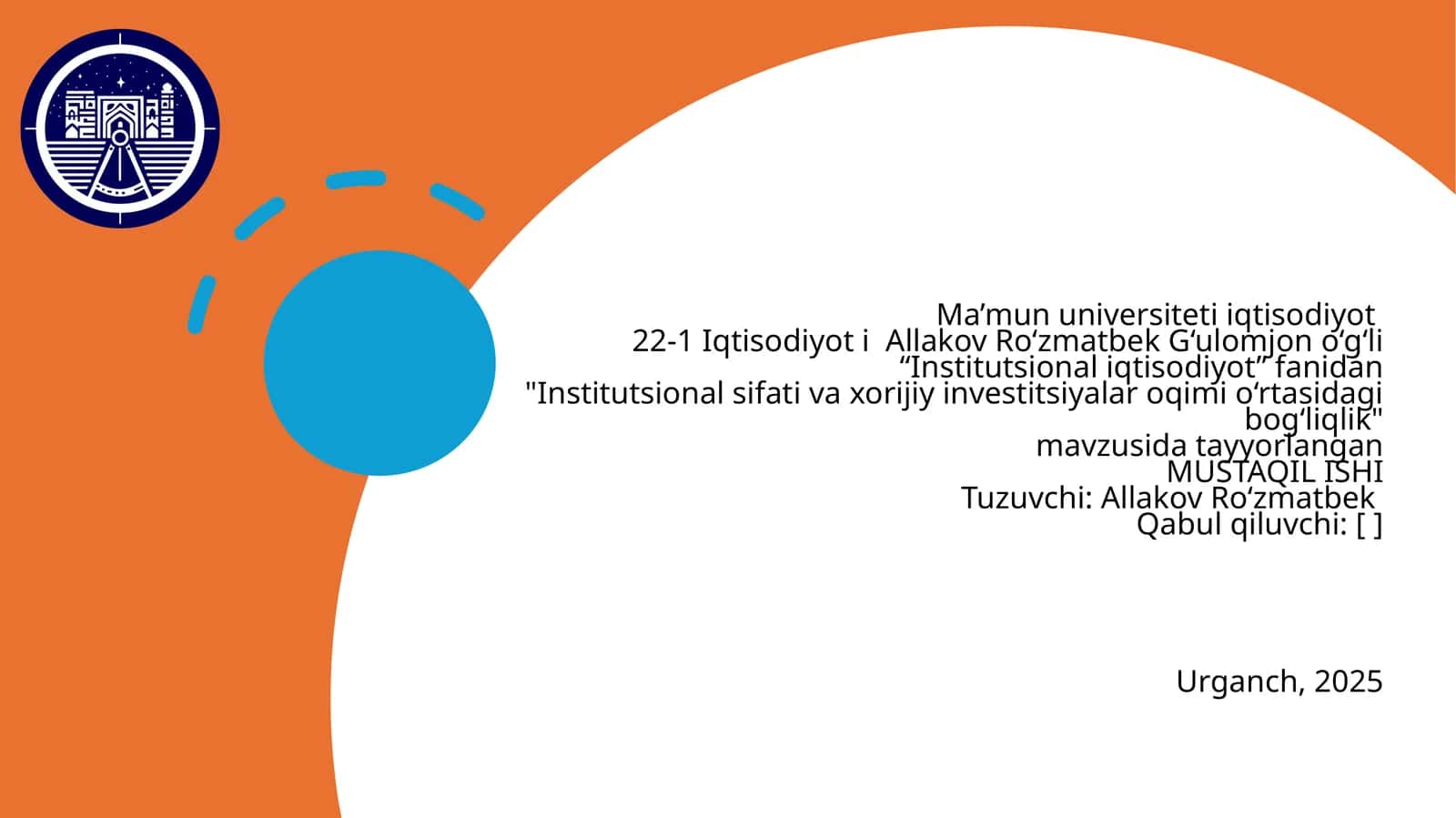 Institutsional sifati va xorijiy investitsiyalar oqimi o‘rtasidagi bog‘liqlik 1