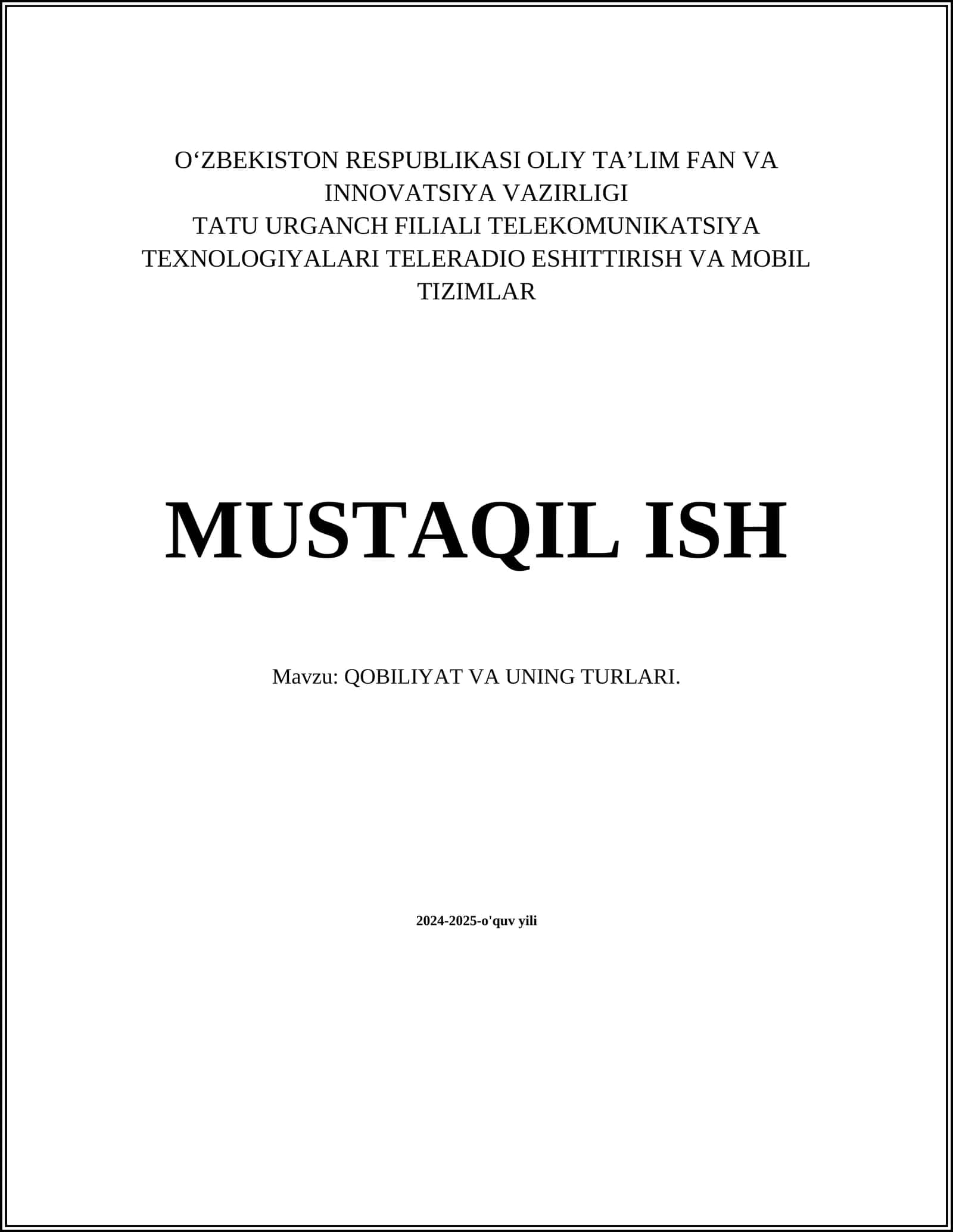 QOBILIYAT VA UNING TURLARI 1