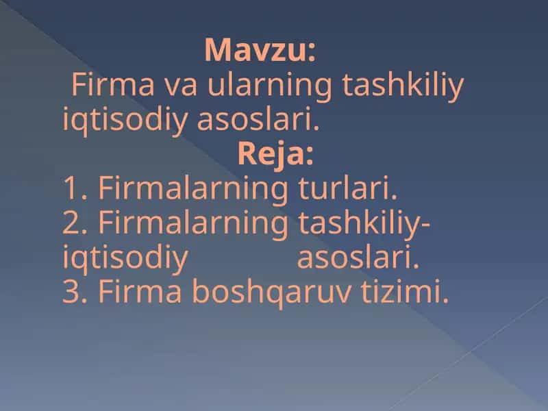 Firmavaularning tashkiliy-iqtisodiyasoslari 1
