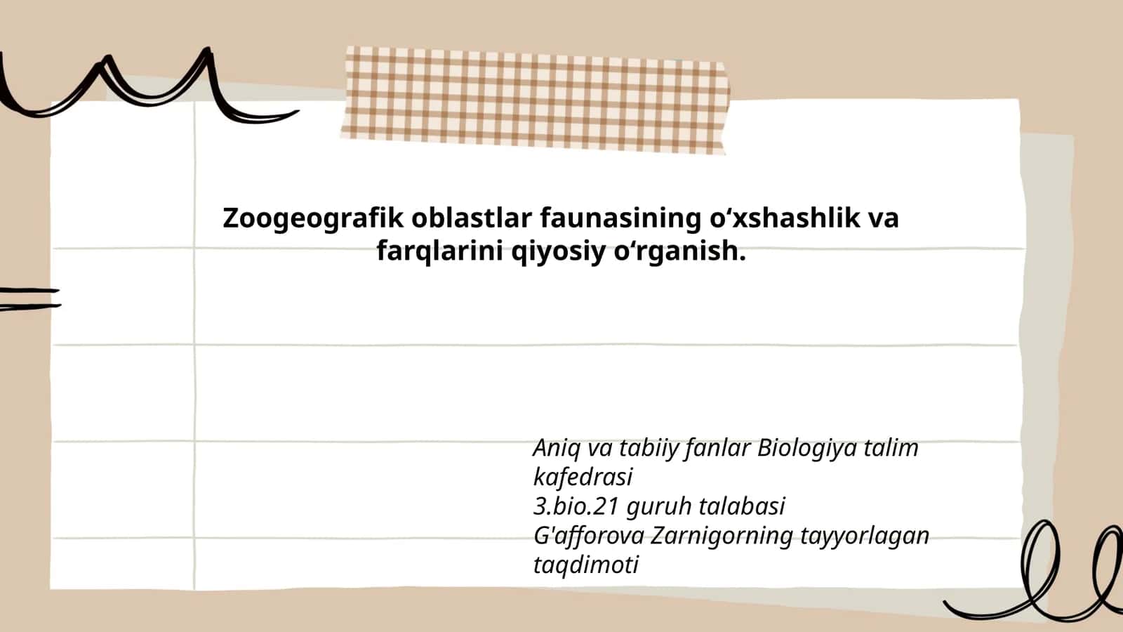Zoogeografik oblastlar faunasining o‘xshashlik va farqlarini qiyosiy o‘rganish 1