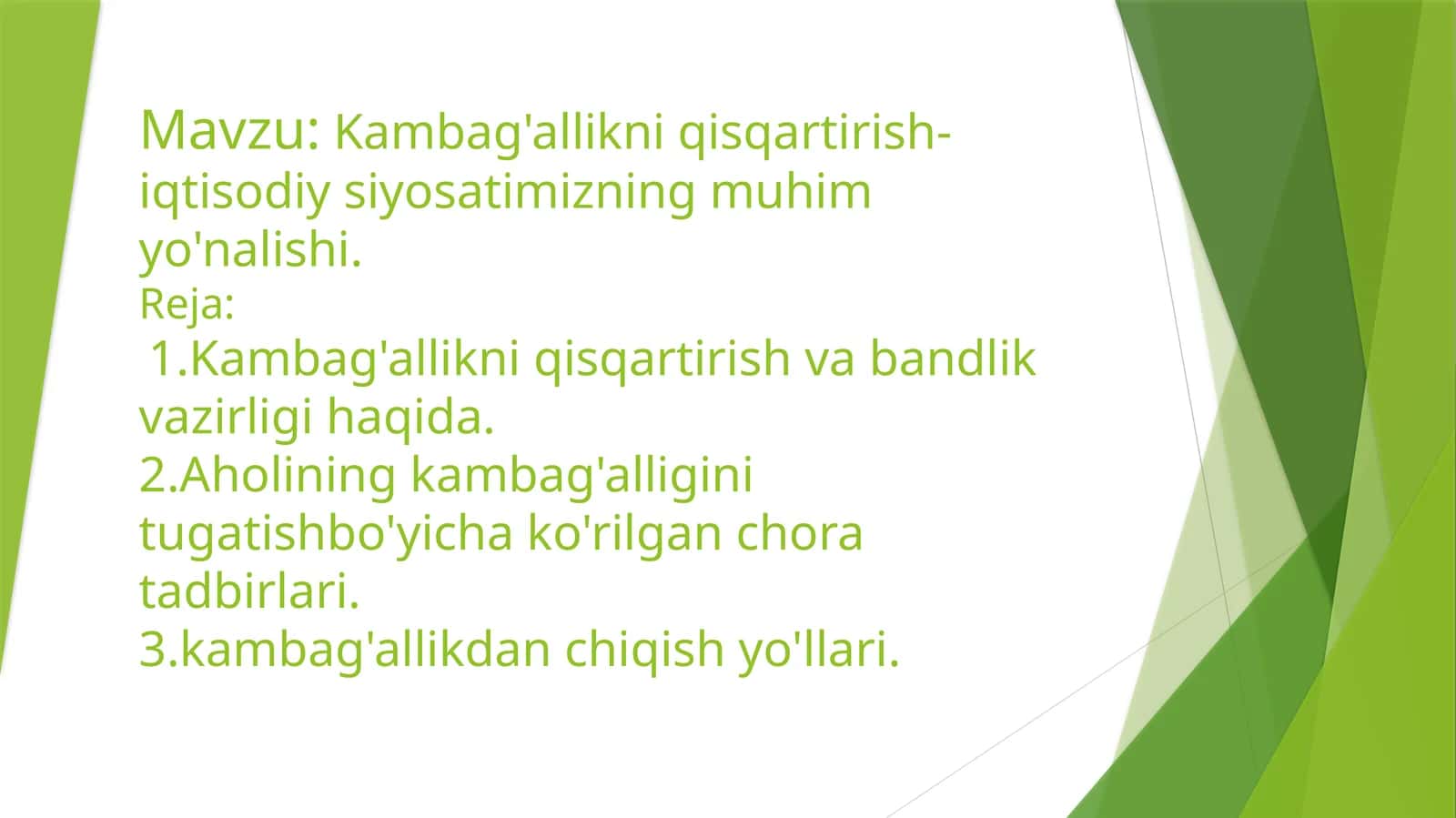 Kambag'allikni qisqartirish-iqtisodiy siyosatimizning muhim yo'nalishi 1